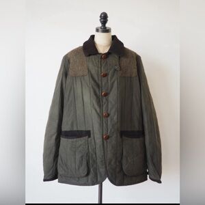 Limited edition Barbour Green Jacket with tweed elbows - barn jacket